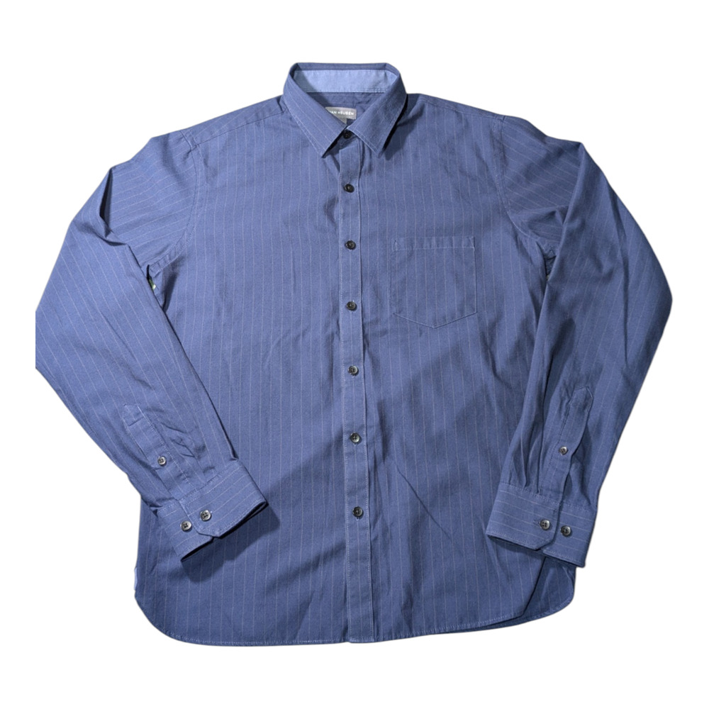 Van Heusen - Men's Button Up Navy Blue Long Sleeve Shirt Size M 15 15 1/2